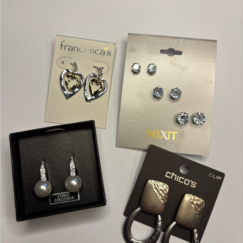Cubic Zirconoa, Silver and Gold Earring bundle